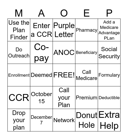 Open Enrollment Bingo Card