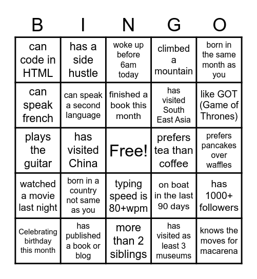 RifhtFam Binggo Bingo Card