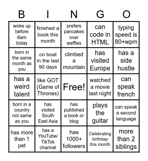 RifhtFam Binggo Bingo Card