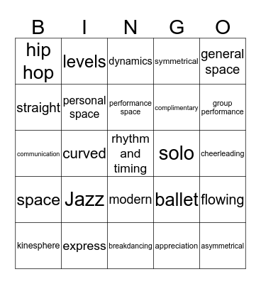 Dance! Bingo Card