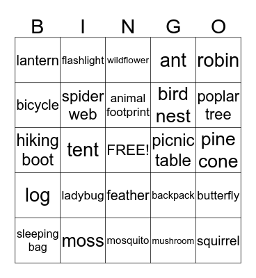 27th Guides Spring Camp Bingo Card