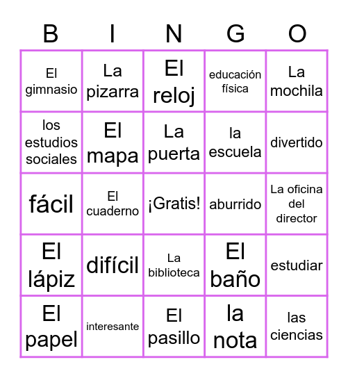 2.2 Vocab Bingo Card