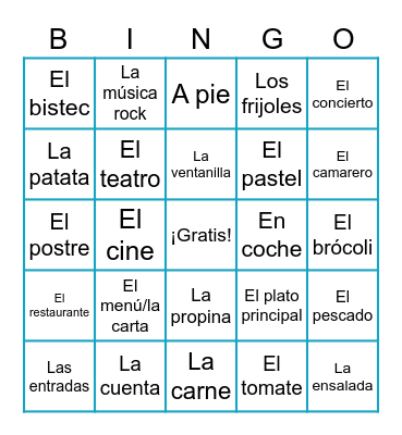 4.2 Vocab Bingo Card