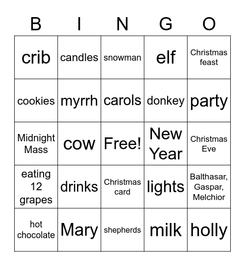 Christmas Bingo Card