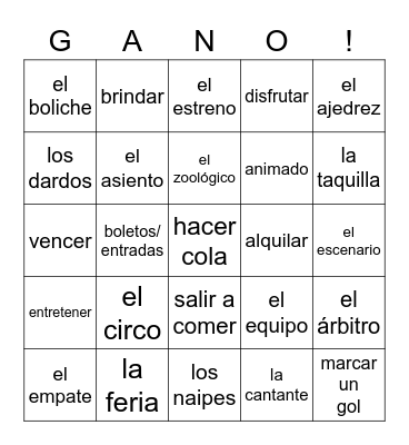 Las Diversiones #2 Bingo Card