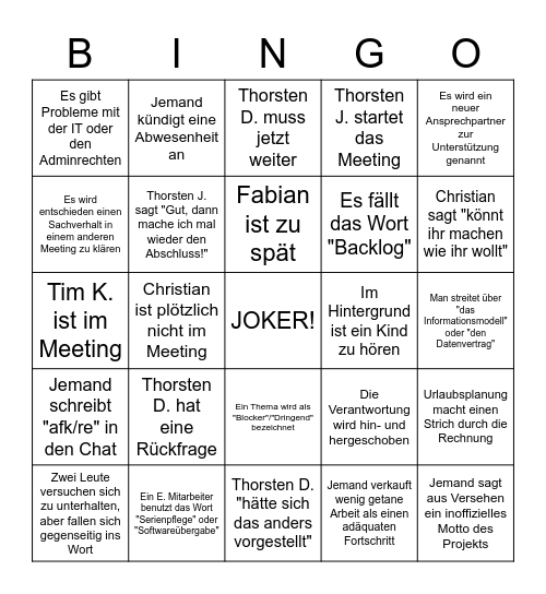 SEF Meetings Bingo Card