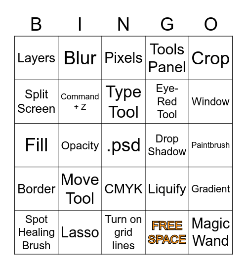 Photoshop Bingo! Bingo Card