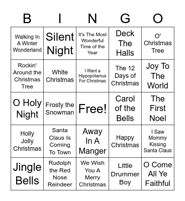 Christmas Carold Bingo Card