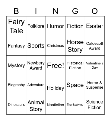 Genre Bingo Card