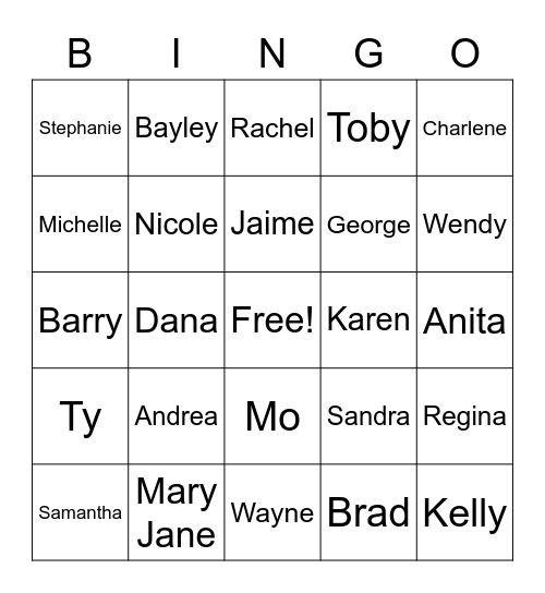 Holiday Bingo Card