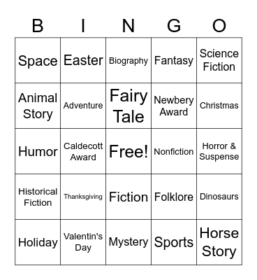 Genre Bingo Card