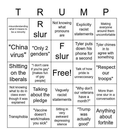 Sitting across from kyle and zach bingo Card