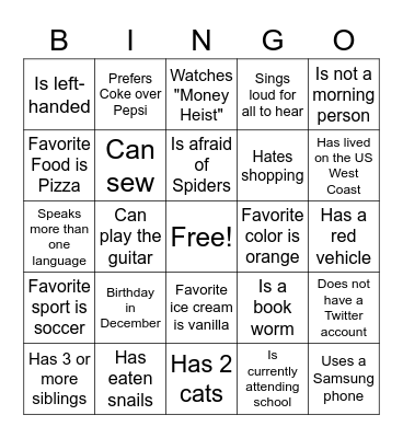 Getting to Know The Team Bingo Card
