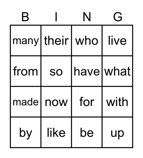 Sight words group 3 and 4 Bingo Card