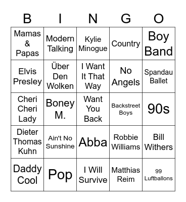 Innervisions Winter Karaoke Bingo Card