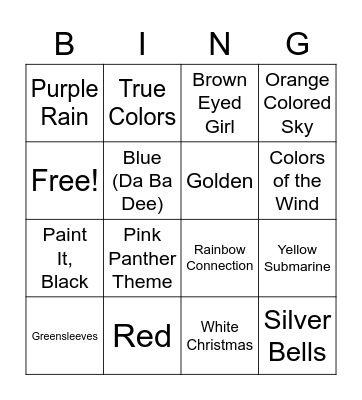 Colors Singo Bingo Card