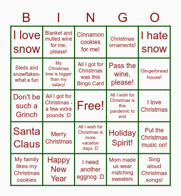 Christmas Bingo Card