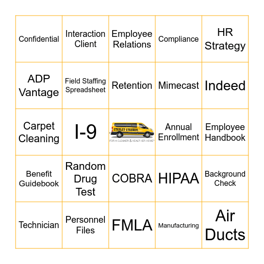 Stanley Steemer HR Bingo Card