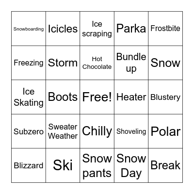 Winter Bingo Card