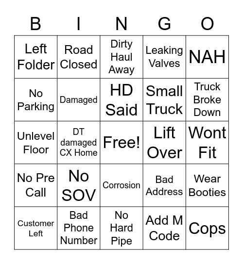 DT Bingo Card