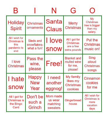 Christmas Bingo Card