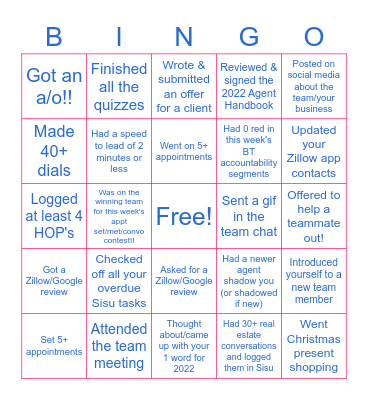 Bingo (December 15 - 21) Bingo Card