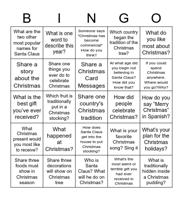 Christmas Bingo Card