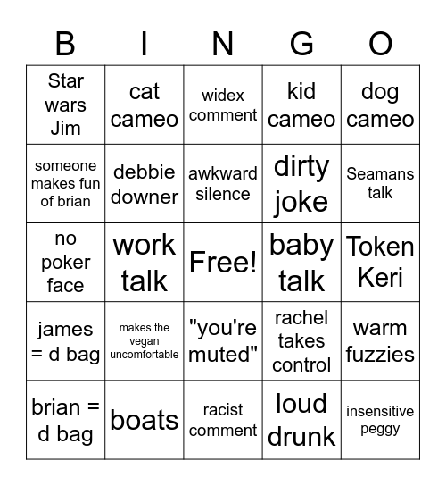 Happy Hour Bingo Card