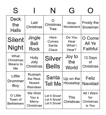 Christmas Singo! Bingo Card