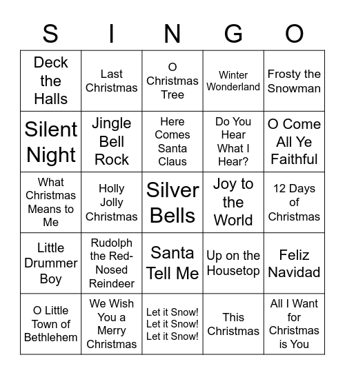 Christmas Singo! Bingo Card