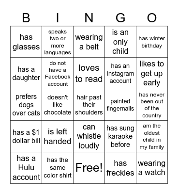 Getting to Know You BINGO Card