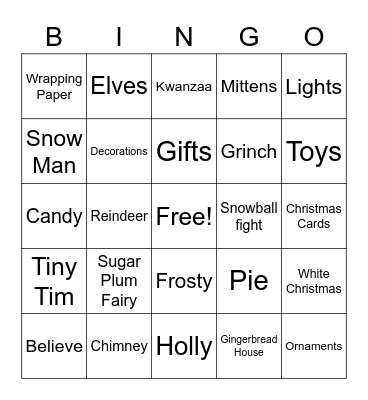 Christmas Party Bingo Card