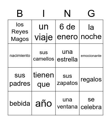 Los tres reyes Bingo Card