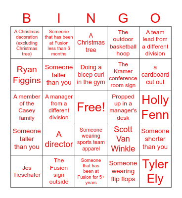 Fusion Holiday Bingo: Take a picture with... Bingo Card