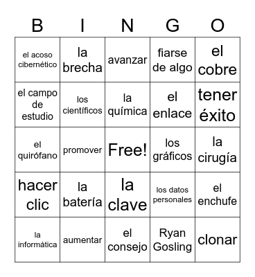 Ciencia y Tecnología Bingo Card