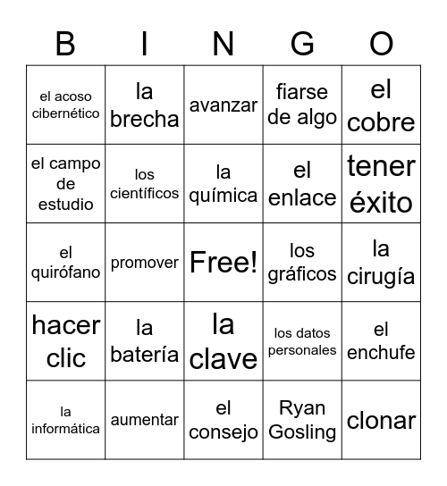 Ciencia y Tecnología Bingo Card