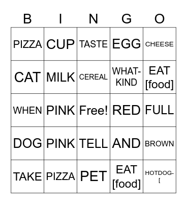 ASL I Bingo Lessons 6-10 Bingo Card