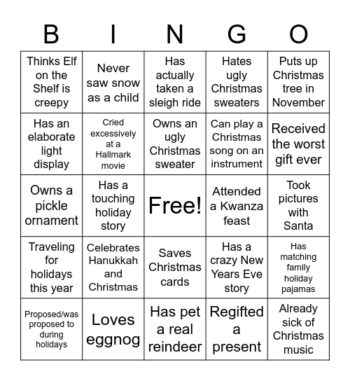 South MCPR Team Holiday Bingo Card