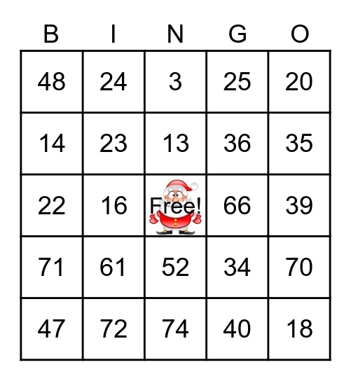 Mikołajkowe BINGO klasy 6a Hel 2021 r. Bingo Card