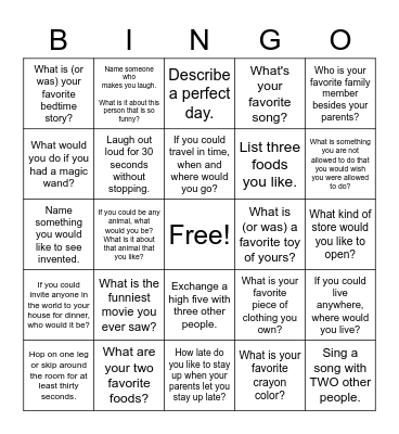 Friendship Bingo Card Bingo Card