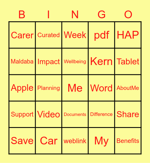 Hear Me Now Bingo Card