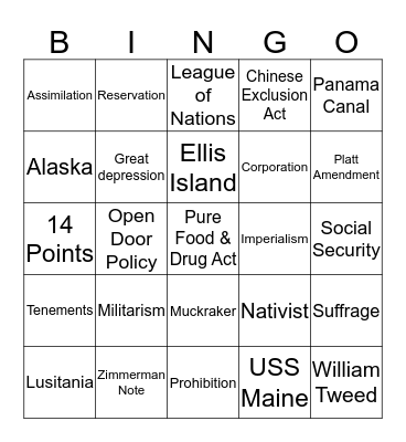 Social Studies 8 Review 1 Bingo Card