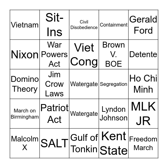 SS 8 Review 2 Bingo Card