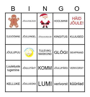 TULEVIKU LASTEAIA JÕULUPIDU 17.12.21 Bingo Card