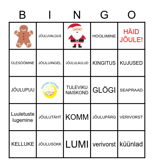 TULEVIKU LASTEAIA JÕULUPIDU 17.12.21 Bingo Card