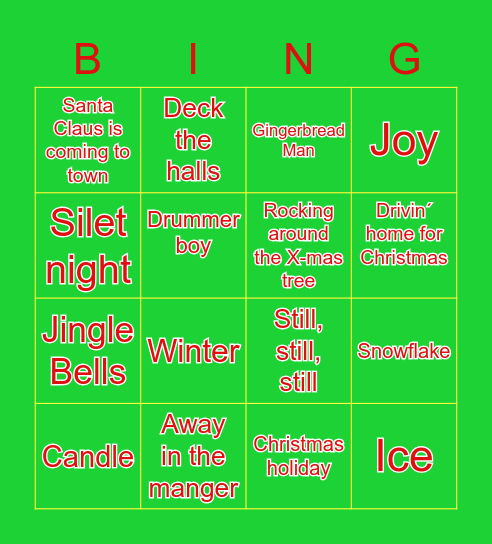 Nat Christmas Bingo 1 Bingo Card