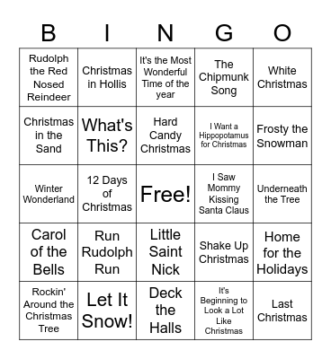 Christmas Singo Bingo Card