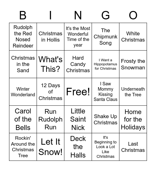 Christmas Singo Bingo Card