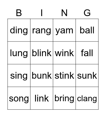 Glued Sounds Bingo Card