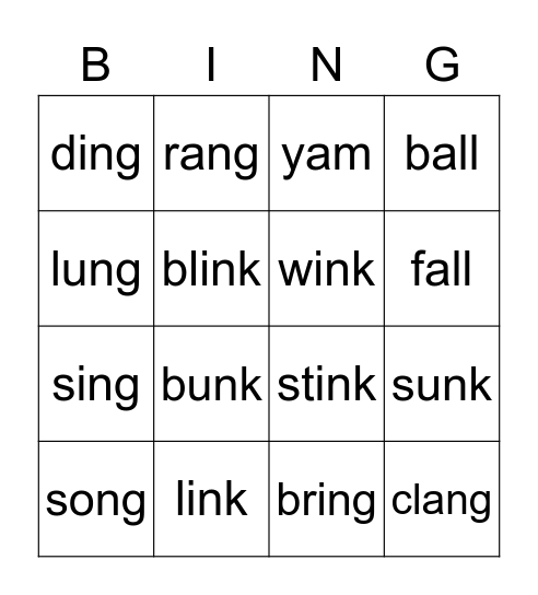 Glued Sounds Bingo Card